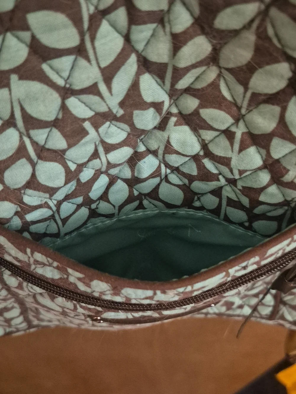 Vera Bradley Aqua Leaf Quilted Crossbody Bag